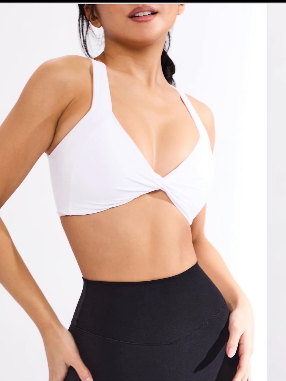 BuffBunny Black Twist-Front Workout Bodysuit Top